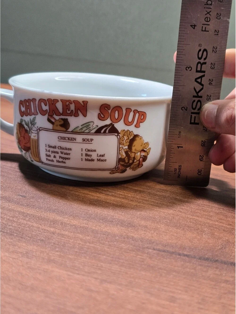 Vintage Chicken Soup Ceramic Soup Bowl with Handles